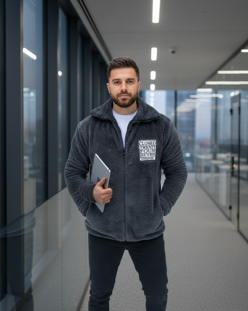 Erkek Polar Fermuarlı Sweatshirt – Kapüşonsuz, Cepli, Oversize Rahat Kalıp, Yumuşak ve Sıcak Tutan Kışlık Fermuarlı Üst