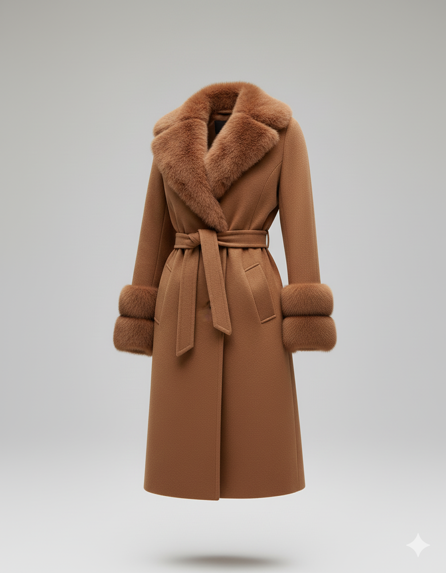 Kadın Kürk Astarlı Kaşe Kaban – Fur-Lined Şık ve Sıcak Kışlık Dış Giyim