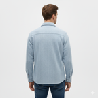 Erkek Balık Desenli Gömlek – Orijinal Tam Kalıp, Tüylenme Yapmayan Kumaş, Modern Desenli Uzun Kollu Erkek Gömleği