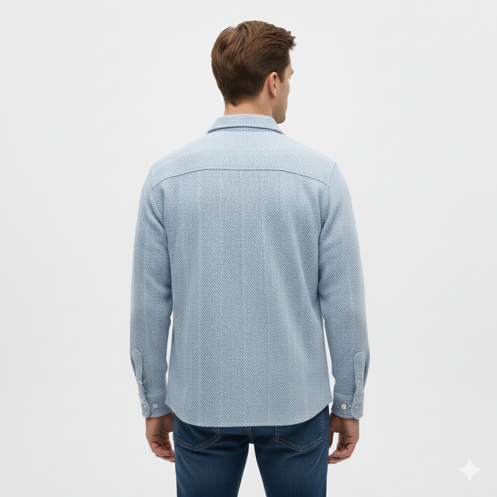 Erkek Balık Desenli Gömlek – Orijinal Tam Kalıp, Tüylenme Yapmayan Kumaş, Modern Desenli Uzun Kollu Erkek Gömleği