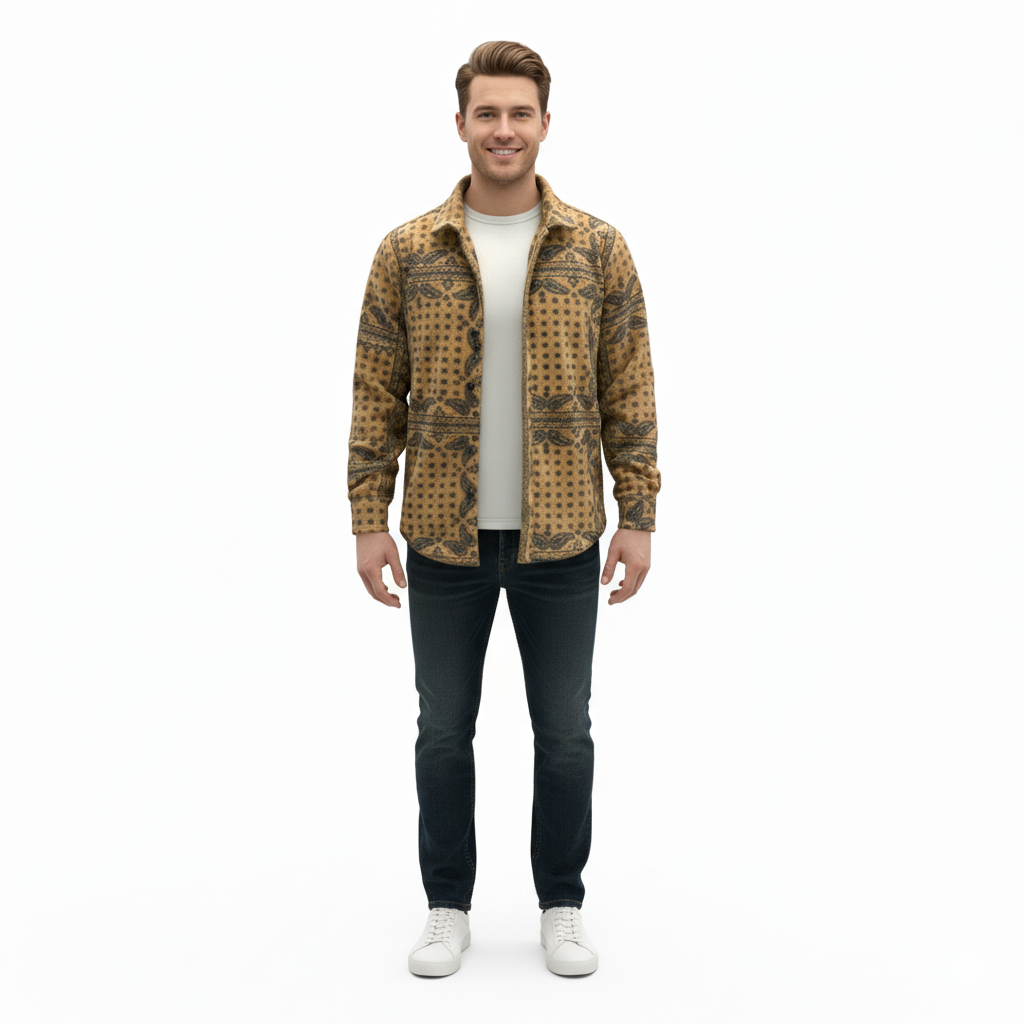 Erkek Ekose Desenli Polar Yakalı Gömlek – Oversize Rahat Kalıp, Düğmeli, Uzun Kollu, Kışlık Erkek Oduncu Gömleği