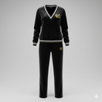 Kadın V Yaka Şerit Detaylı Kadife İkili Takım – Şık & Rahat Kadife Set