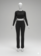 Kadın Yandan Bağlamalı Geniş Paçalı Fitil Kaşkorse İkili Takım | Rahat & Şık Set