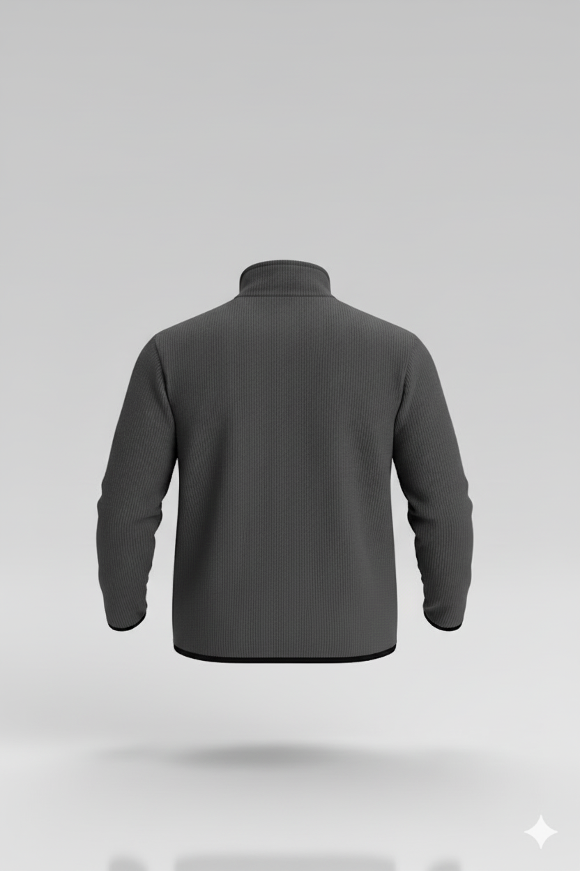 Erkek Polar Kazak – Dik Yaka Yarım Fermuarlı, Göğüs Cepli, Regular Fit Kışlık Siyah Polar