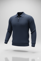 Erkek Fermuarlı Yarım V Yaka Düz Renk Triko – Sportif & Şık Tasarım, Rahat Günlük Kazak