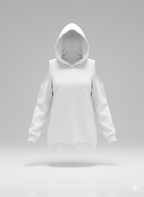 Kadın Uzun Kollu Kapüşonlu Omuzları Açık Viskon İki İplik Bluz