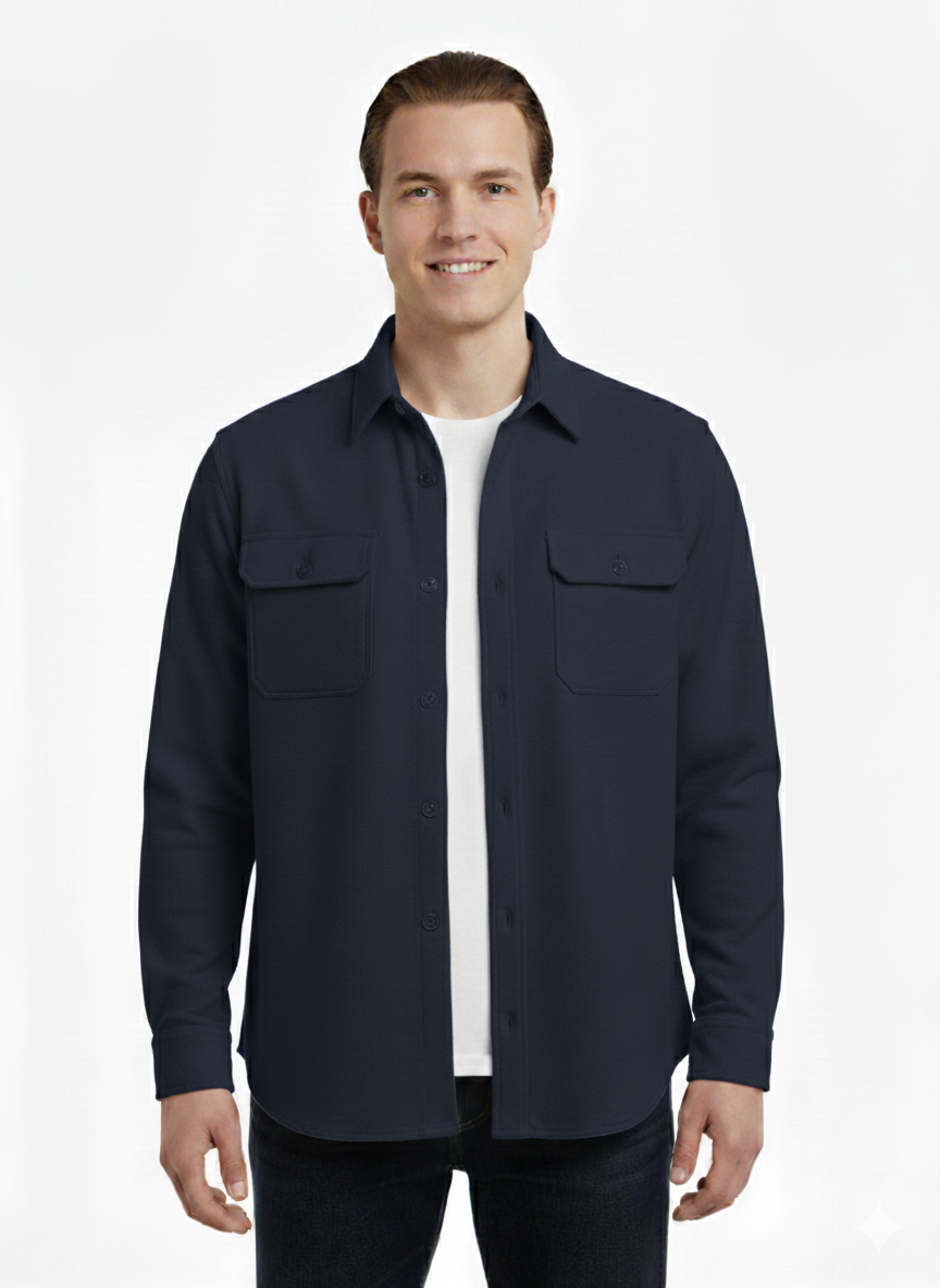 Erkek Oversize Diagonal Kumaş Çıtçıtlı Uzun Kollu Gömlek – Cepli, Rahat Kalıp, Günlük Şık Stil