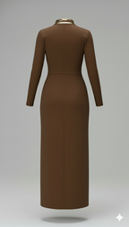 Kadın Balıkçı Yaka Toka Detaylı Sandy Kumaş Midi Elbise