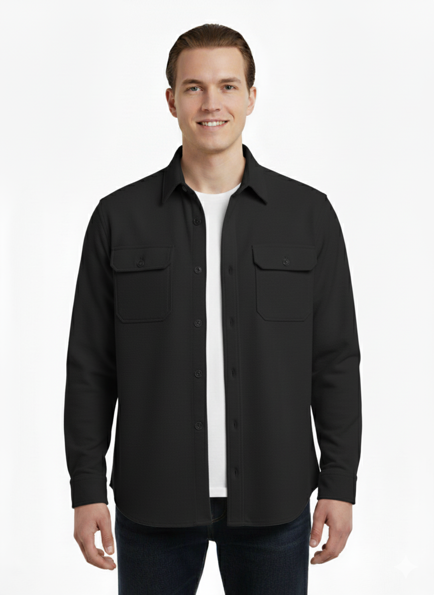 Erkek Oversize Diagonal Kumaş Çıtçıtlı Uzun Kollu Gömlek – Cepli, Rahat Kalıp, Günlük Şık Stil