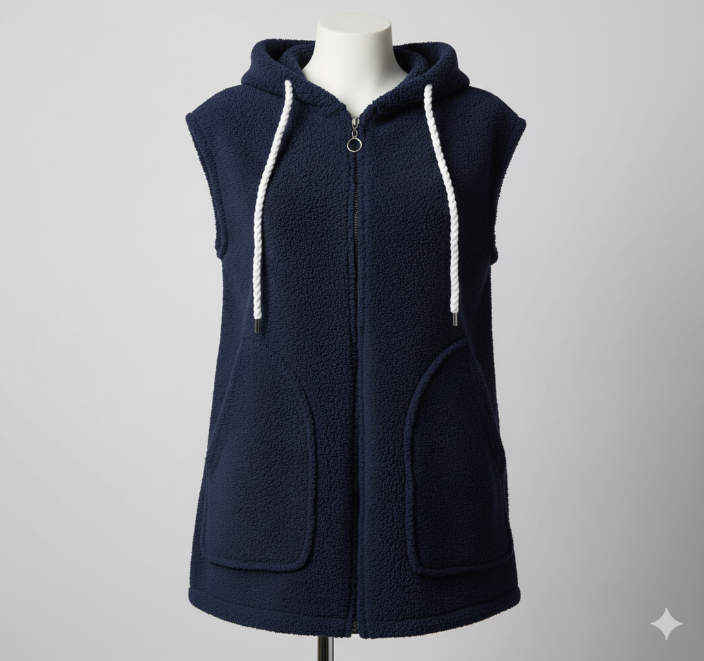 Kadın Welsoft Polar Yelek | Kapüşonlu Fermuarlı Kolsuz Yelek