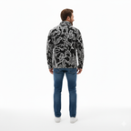 Erkek Tribal Desenli Polar Sweat – Yarım Fermuarlı, Oversize Rahat Kalıp, Etnik Desenli, Yumuşak Dokulu Uzun Kollu Polar