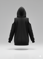 Kadın Uzun Kollu Kapüşonlu Omuzları Açık Viskon İki İplik Bluz