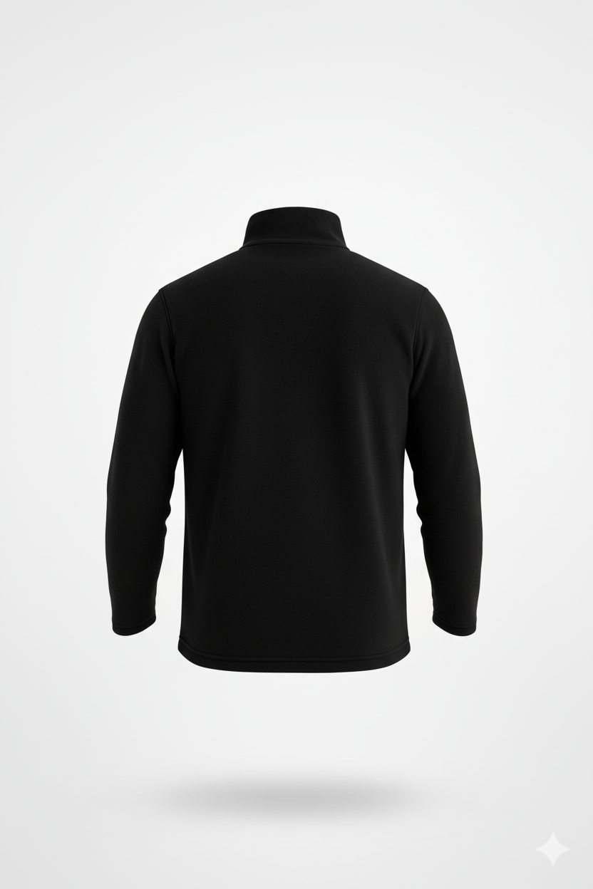 Erkek Polar Kazak – Dik Yaka Yarım Fermuarlı, Göğüs Cepli, Regular Fit Kışlık Siyah Polar