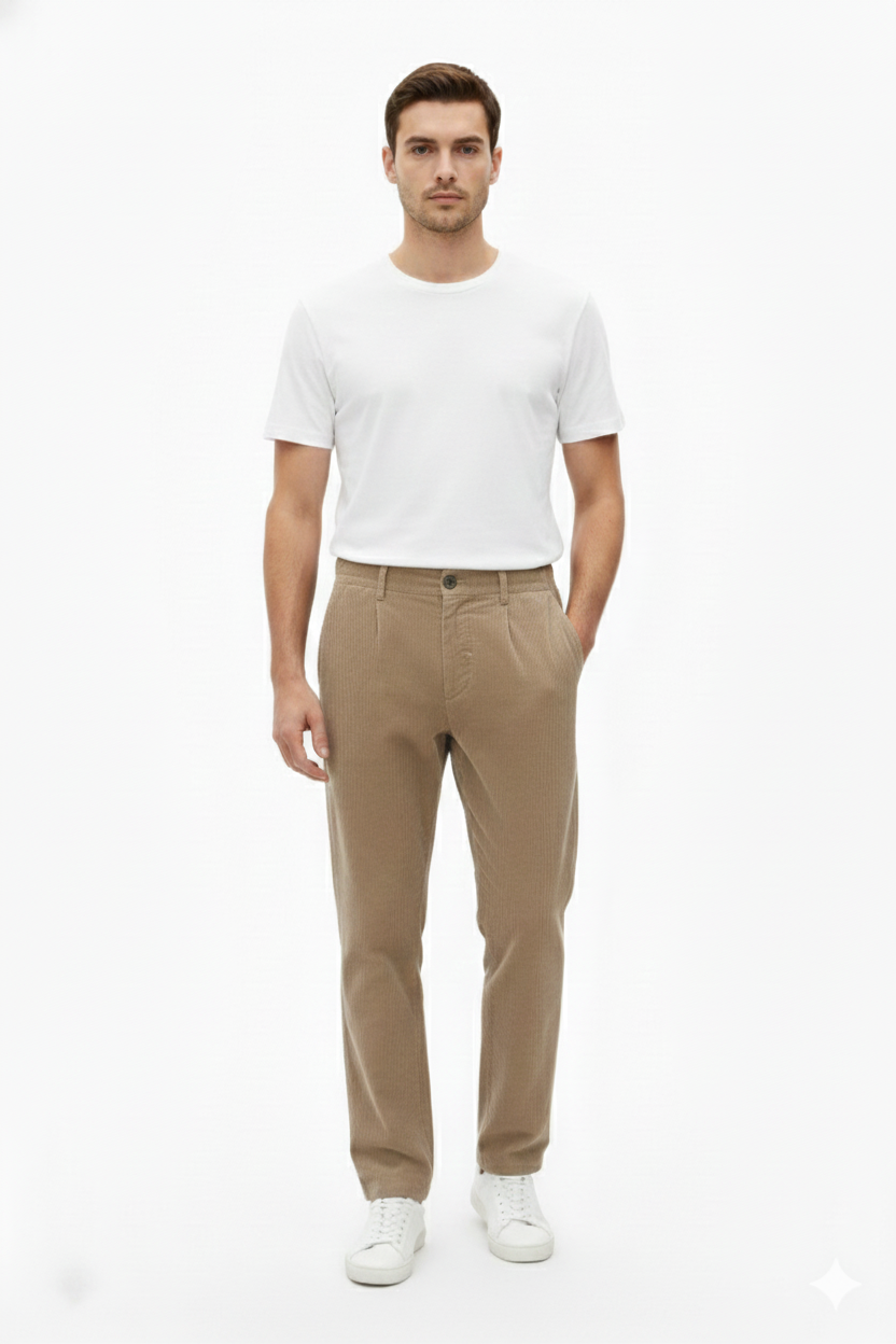 Erkek Kadife Baggy Pantolon – Geniş Paça, Yumuşak Kadife Kumaş, Rahat Kalıp, Kışlık Erkek Pantolon