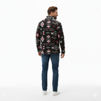 Erkek Tribal Desenli Polar Sweat – Yarım Fermuarlı, Oversize Rahat Kalıp, Etnik Desenli, Yumuşak Dokulu Uzun Kollu Polar