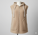 Kadın Welsoft Polar Yelek | Kapüşonlu Fermuarlı Kolsuz Yelek
