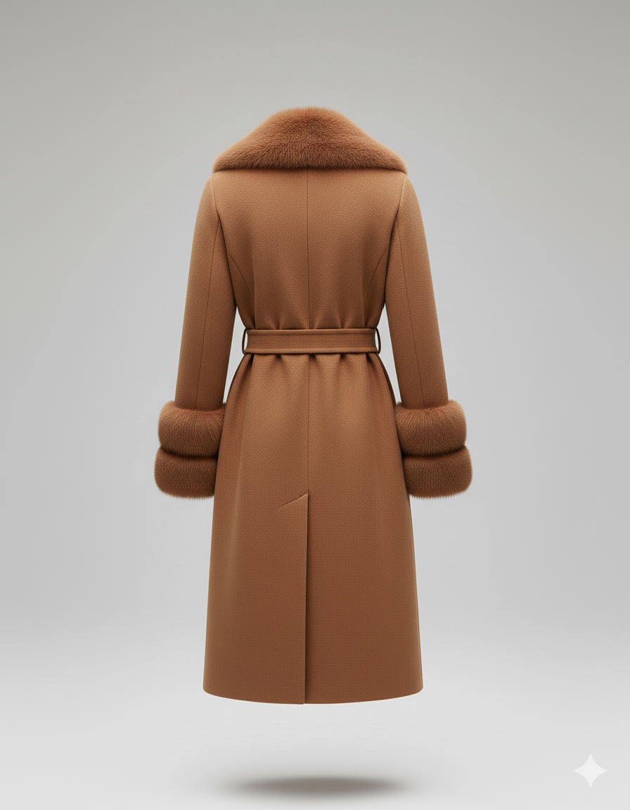 Kadın Kürk Astarlı Kaşe Kaban – Fur-Lined Şık ve Sıcak Kışlık Dış Giyim