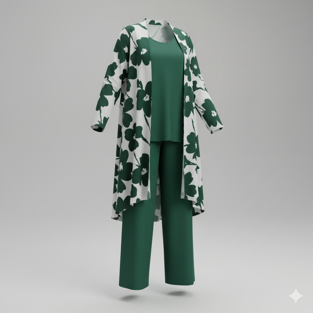 Kadın Modal Ceketli 3’lü Takım – Viskon Kolsuz Bluz + Rahat Pantolon | Şık Günlük Kombin Seti