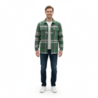 Erkek Ekose Desenli Polar Yakalı Gömlek – Oversize Rahat Kalıp, Düğmeli, Uzun Kollu, Kışlık Erkek Oduncu Gömleği