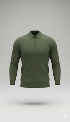 Erkek Fermuarlı Yarım V Yaka Düz Renk Triko – Sportif & Şık Tasarım, Rahat Günlük Kazak