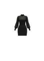 Kadın Balıkçı Yaka Mini Elbise | Transparan Detaylı Sandy Kumaş Şık Elbise