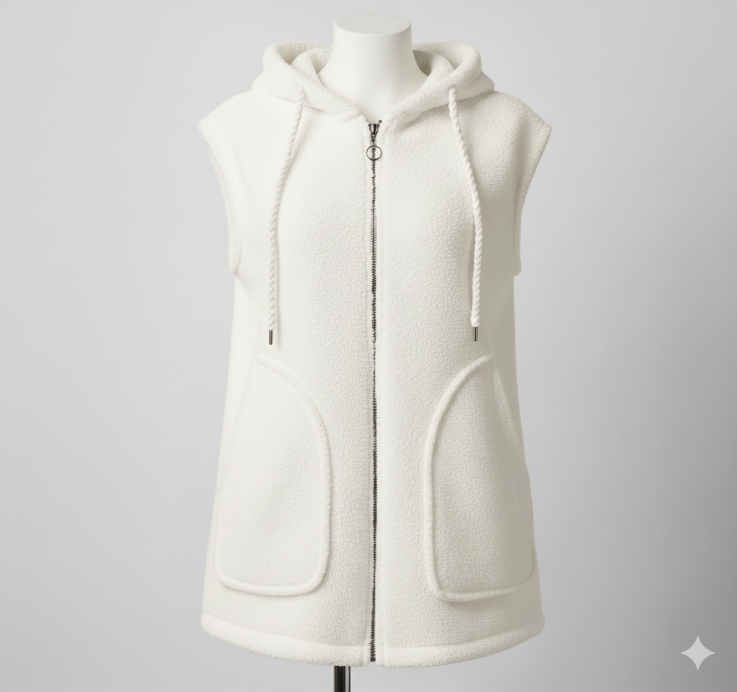 Kadın Welsoft Polar Yelek | Kapüşonlu Fermuarlı Kolsuz Yelek