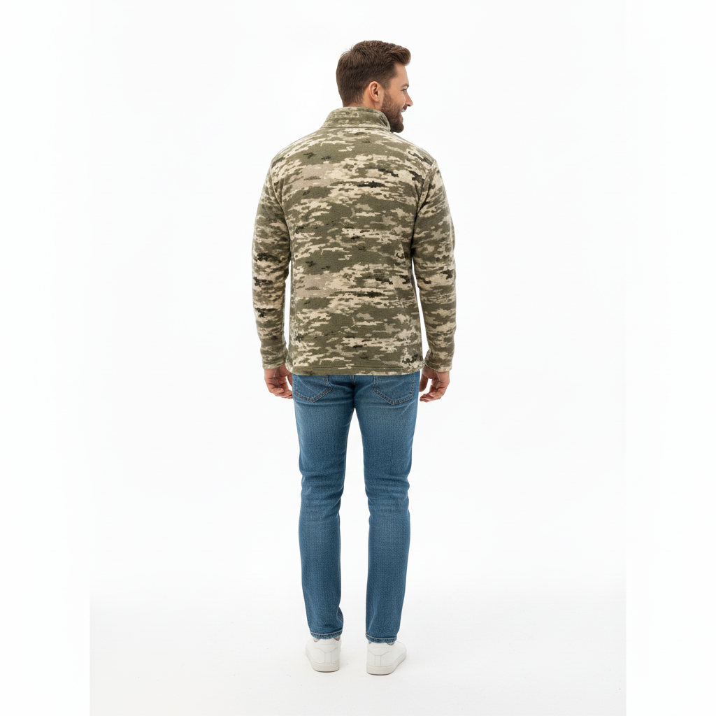 Erkek Tribal Desenli Polar Sweat – Yarım Fermuarlı, Oversize Rahat Kalıp, Etnik Desenli, Yumuşak Dokulu Uzun Kollu Polar