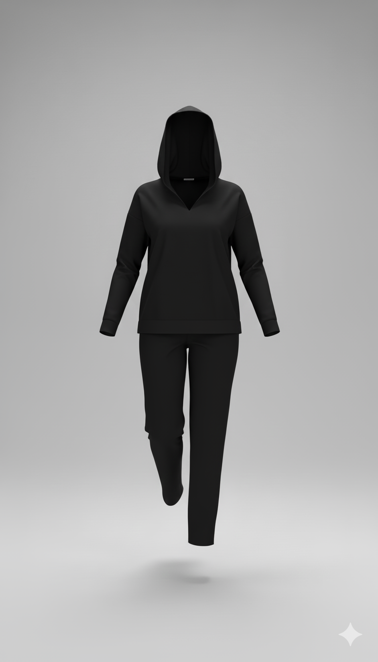 Kadın Kapüşonlu Uzun Kollu İkili Takım – Rahat & Modern Alt-Üst Set