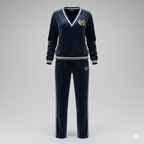 Kadın V Yaka Şerit Detaylı Kadife İkili Takım – Şık & Rahat Kadife Set