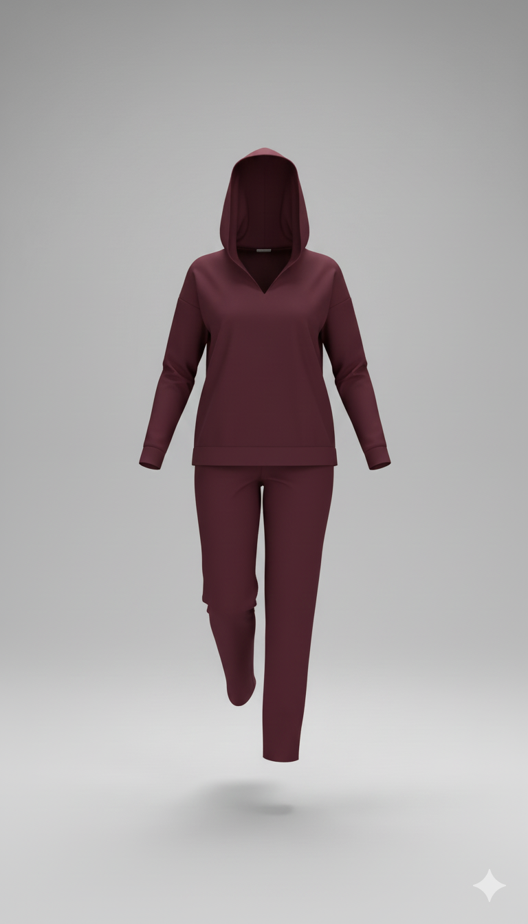 Kadın Kapüşonlu Uzun Kollu İkili Takım – Rahat & Modern Alt-Üst Set