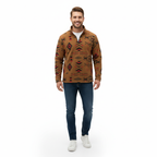 Erkek Tribal Desenli Polar Sweat – Yarım Fermuarlı, Oversize Rahat Kalıp, Etnik Desenli, Yumuşak Dokulu Uzun Kollu Polar