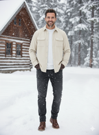 Erkek Oversize Diagonal Kumaş Çıtçıtlı Uzun Kollu Gömlek – Cepli, Rahat Kalıp, Günlük Şık Stil