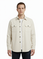 Erkek Oversize Diagonal Kumaş Çıtçıtlı Uzun Kollu Gömlek – Cepli, Rahat Kalıp, Günlük Şık Stil