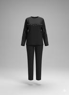 Kadın İnci Detaylı Modal Kumaş İkili Takım – Şık & Rahat Bluz Pantolon Set