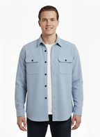 Erkek Oversize Diagonal Kumaş Çıtçıtlı Uzun Kollu Gömlek – Cepli, Rahat Kalıp, Günlük Şık Stil