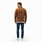 Erkek Tribal Desenli Polar Sweat – Yarım Fermuarlı, Oversize Rahat Kalıp, Etnik Desenli, Yumuşak Dokulu Uzun Kollu Polar