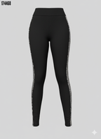 Kadın Yüksek Bel Şerit Detaylı Pul Payetli Dalgıç Tayt