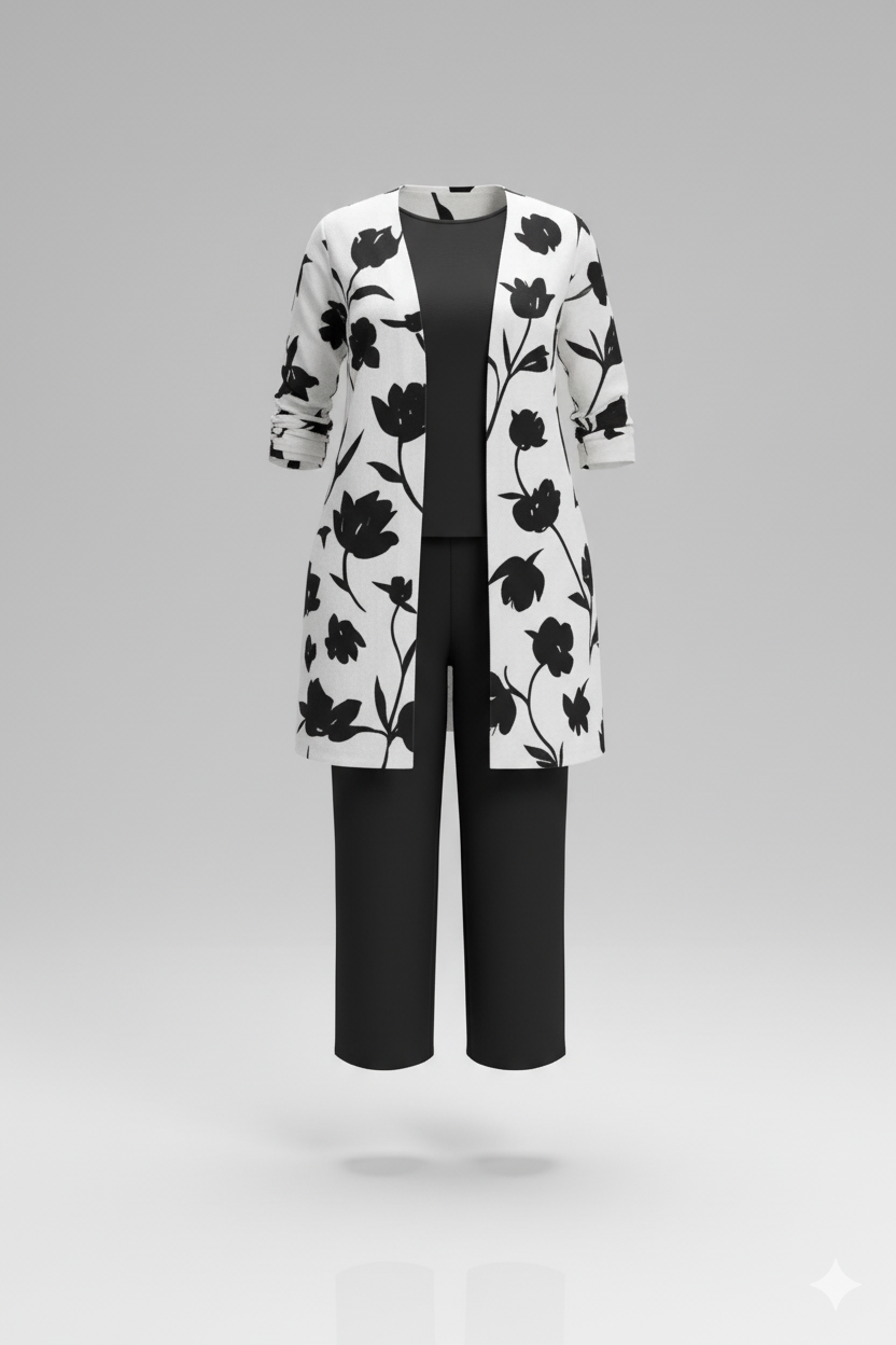 Kadın Modal Ceketli 3’lü Takım – Viskon Kolsuz Bluz + Rahat Pantolon | Şık Günlük Kombin Seti