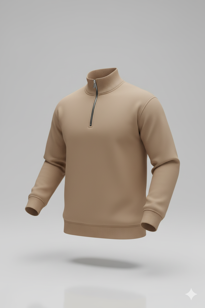 Erkek Zip Yaka Polar Sweat – Yarım Fermuarlı, Sıcak Tutan Rahat Kışlık Polar