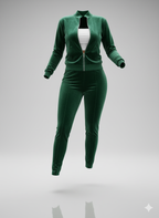 Kadın Kadife Fermuarlı Bluz & Bol Paça Pantolon İkili Takım – Şık, Rahat ve Modern Stil