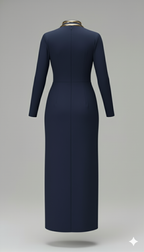 Kadın Balıkçı Yaka Toka Detaylı Sandy Kumaş Midi Elbise