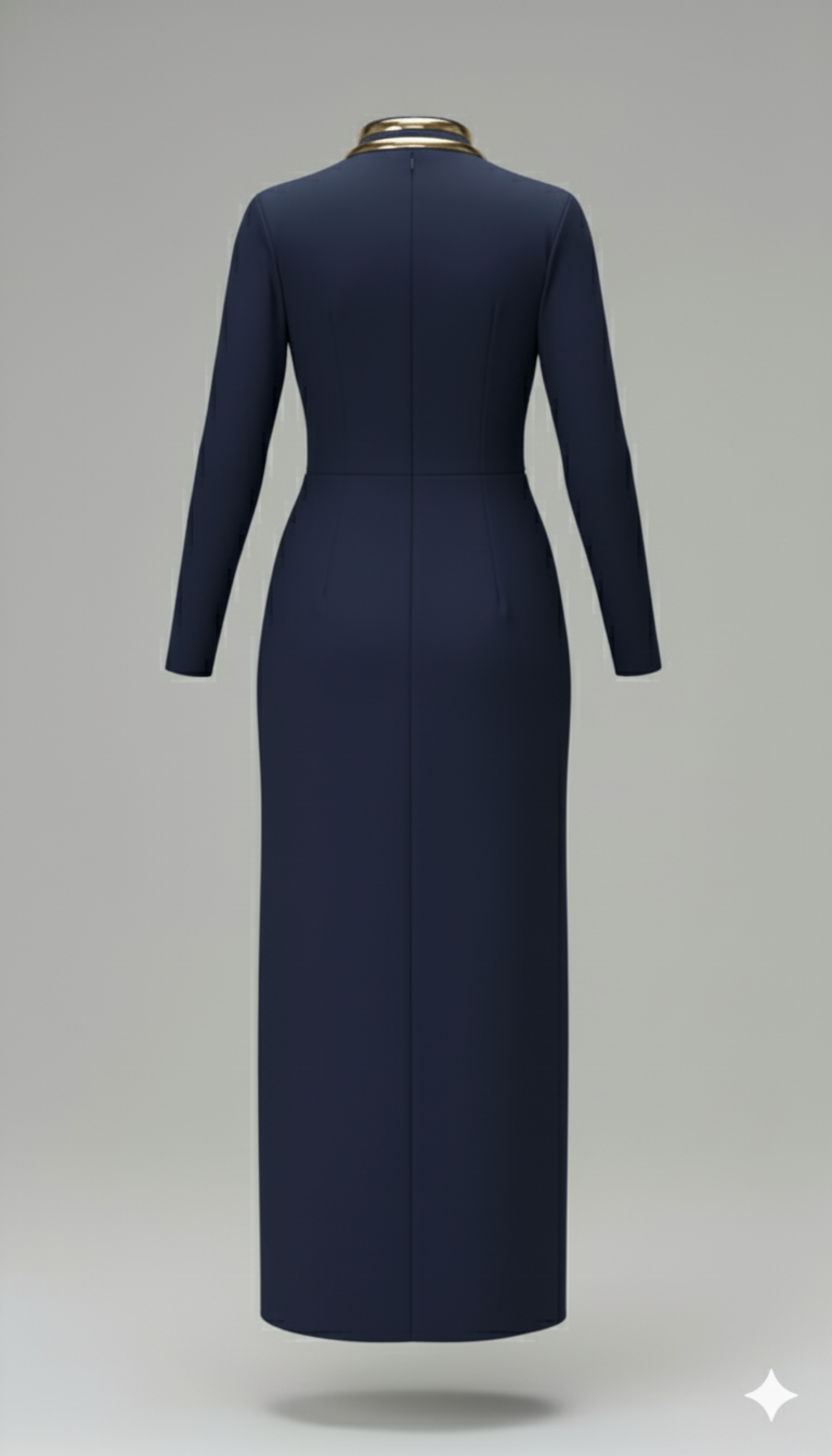 Kadın Balıkçı Yaka Toka Detaylı Sandy Kumaş Midi Elbise