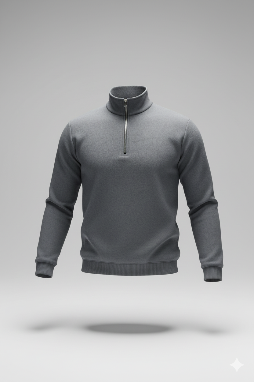 Erkek Zip Yaka Polar Sweat – Yarım Fermuarlı, Sıcak Tutan Rahat Kışlık Polar