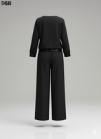 Kadın Bisiklet Yaka Pul Payetli Viskon İki İplik Bluz & Pantolon İkili Takım – Şık & Rahat Set