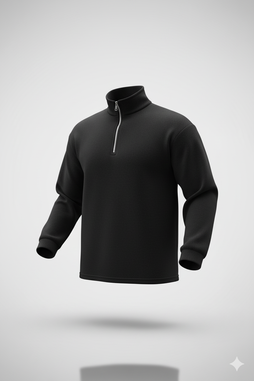 Erkek Zip Yaka Polar Sweat – Yarım Fermuarlı, Sıcak Tutan Rahat Kışlık Polar