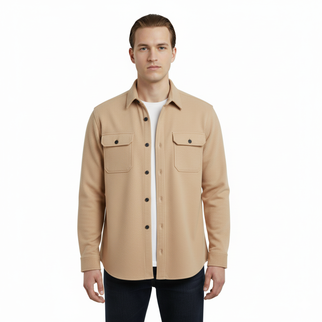 Erkek Oversize Diagonal Kumaş Çıtçıtlı Uzun Kollu Gömlek – Cepli, Rahat Kalıp, Günlük Şık Stil