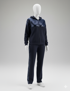 Kadın Önden Fermuarlı Pul Payetli Viskon İki İplik Alt-Üst Takım – Şık & Rahat Set