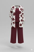 Kadın Modal Ceketli 3’lü Takım – Viskon Kolsuz Bluz + Rahat Pantolon | Şık Günlük Kombin Seti