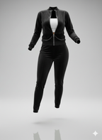 Kadın Kadife Fermuarlı Bluz & Bol Paça Pantolon İkili Takım – Şık, Rahat ve Modern Stil