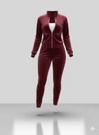 Kadın Kadife Fermuarlı Bluz & Bol Paça Pantolon İkili Takım – Şık, Rahat ve Modern Stil